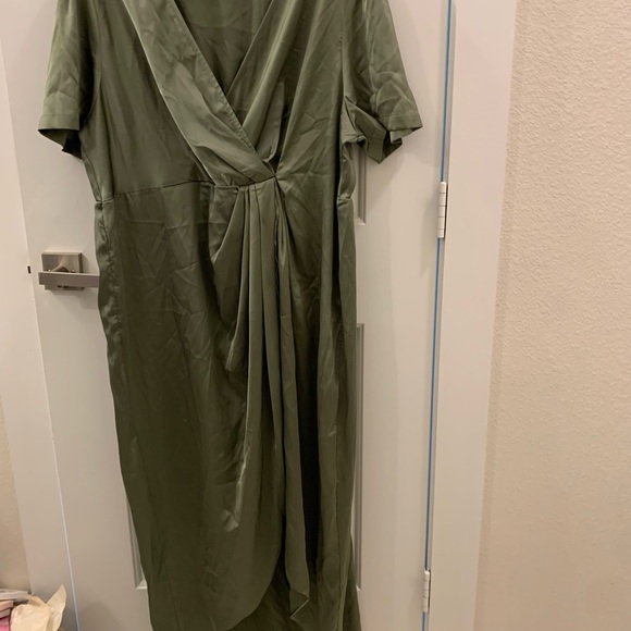 Dresses & Skirts - Elegant Olive Green Wrap Dress